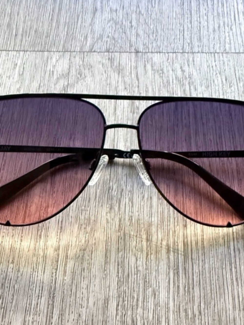 Quay Women’s Gradient Aviator Sunglasses - Black Frames/Pink Plum Lenses.
